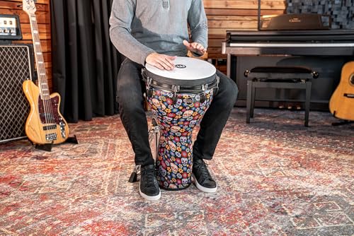Meinl Percussion Jumbo Djembe Instrument - Sehr große Handtrommel - Mechanisches Stimmsystem - Durchmesser 14 Zoll - Kunststoff, Mehrfarbig (JD14DA)