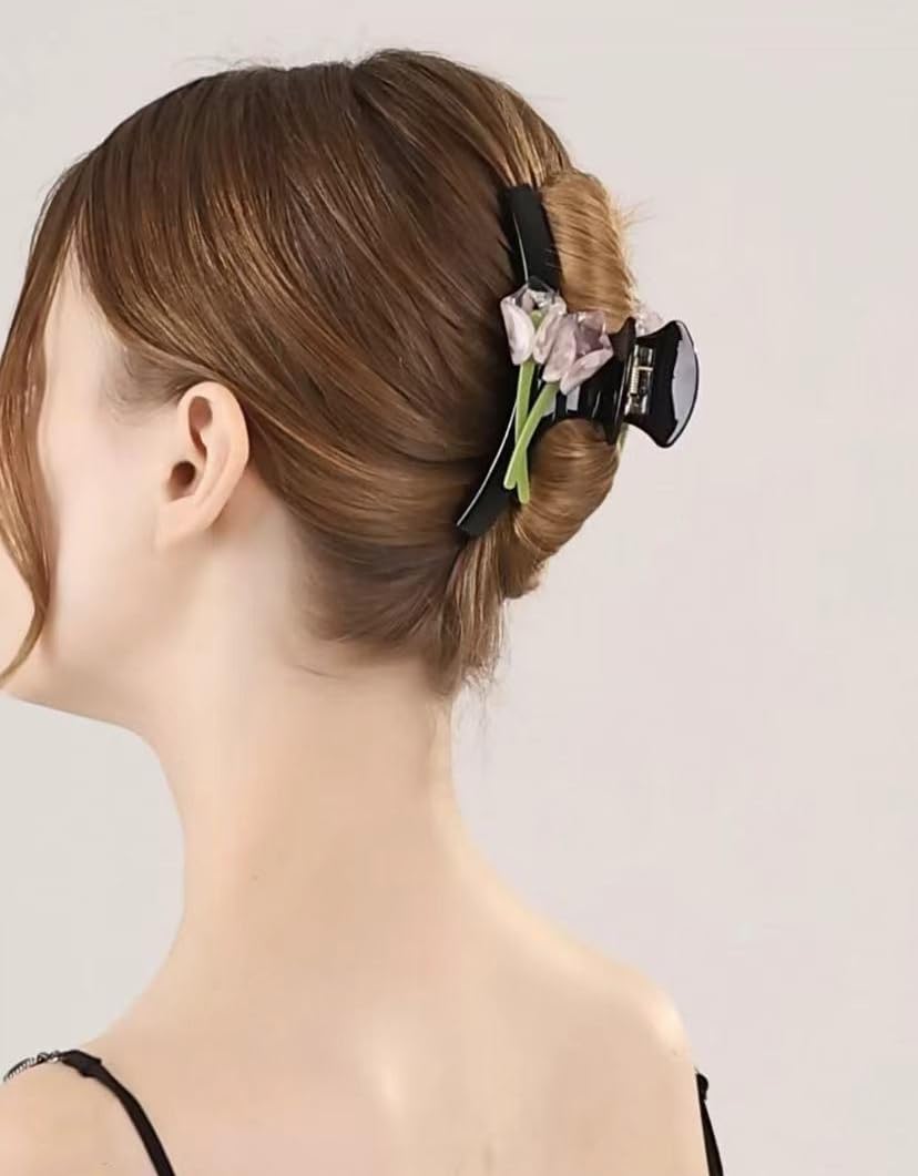 Large Flower Hair Clip, Tulip Blossom Hair Clips for Women Flower Clip, Large Non-Slip Flower Hair Clip - Image 2
