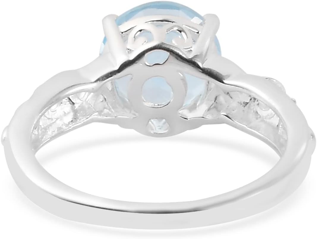SHOP LC DELIVERING JOY Blue Topaz Ring in 925 Sterling Silver Birthstone Rings for Women - Promise Wedding Engagement Jewelry Gifts for Womens - Image 7