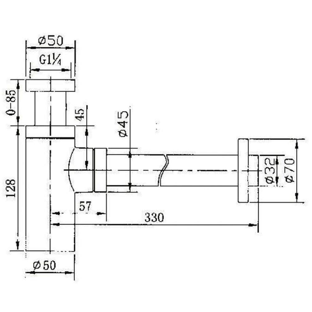 Design Sifone rotondo nero opaco / scarico per lavello set sifone tubo sifone