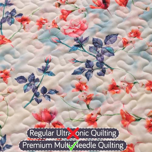 Image of HOKIPO 'Florentina Series' 1 PC Backrest Mat for Sofa Cover | Premium Multi-Needle Quilted Holland Velvet Mat with Anti Slip Backing, Scarlet Rose Ivory (IN-877-V4*S)