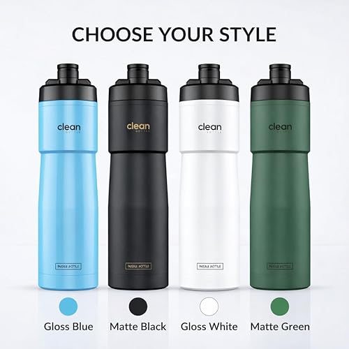 Vista 8 de The Clean Hydration Co - Botella de agua aislada para bicicleta de 23 onzas, boquilla fácil de limpiar, botella deportiva fácil de apretar, botella