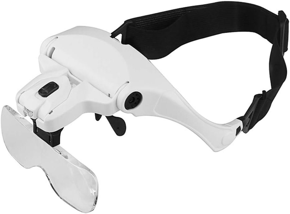 Magnifying Glasses,Head Mount Magnifier with LED Light,5 Lenses 1.0X 1.5X 2.0X 2.5X 3.5X for Close Up Work,Watch,Cross-Stitch,Jewelry,or Reading with Headband