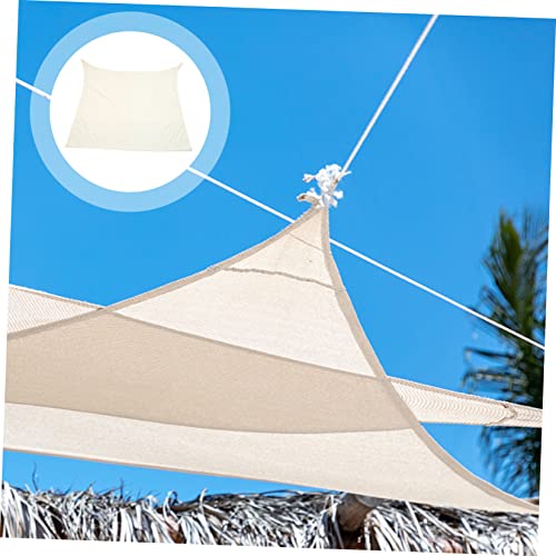 Toldo de sombra impermeable triangular y red parasol beige con accesorios de acero inoxidable 5