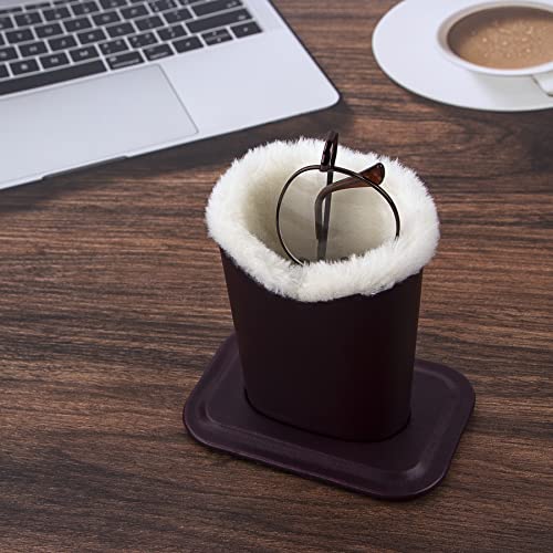 Image of Plush Fluffy Lined Anti-scratch Eyeglasses Holder Protective Glasses Stand Case