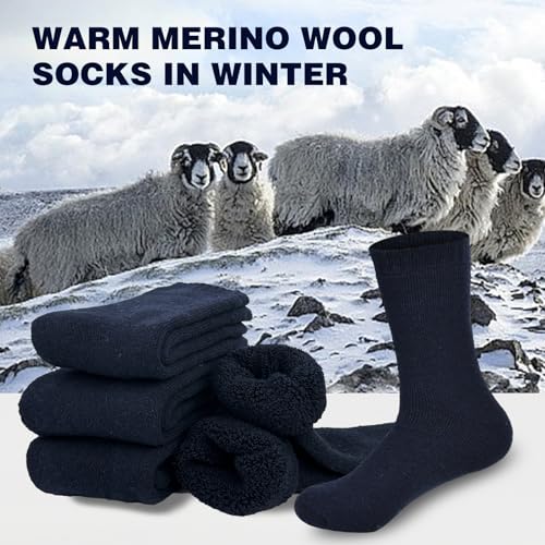 3 Pairs Men's Winter Marino Wool Socks Super Thick Heavy Winter Ski Hiking Thermal Warm Large Size Solid Color Socks2