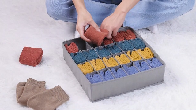 Organizer Per Cassetti Homsorout - Set 4 Divisori Pieghevoli, 24 Scompartimenti, Per Calzini E Biancheria - Foto 4