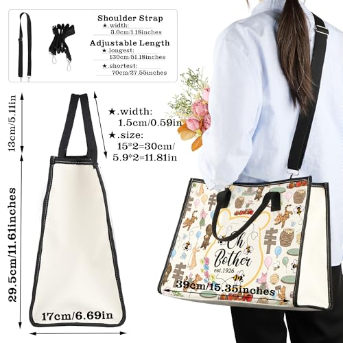 Image of CMNIM Bear Tote Bag Oh Bother Est 1926 Inspired Tote Pigl-t Tig-er Rabbit Eey-re Merch Gift Friendship Shoulder Bag (Oh Bother Est 1926 Big Crossbody bag)