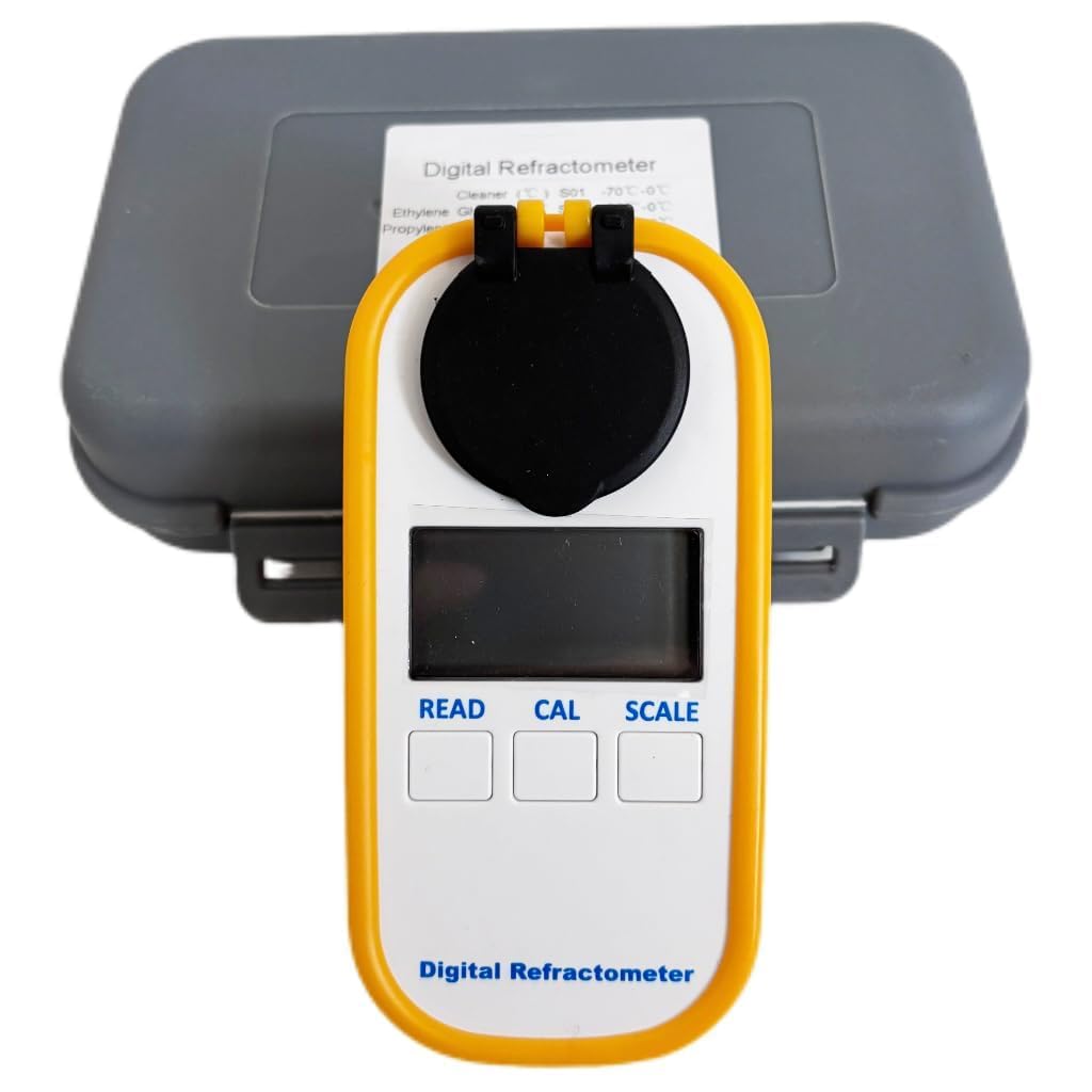 Digital Freezing Point Refractometer Digital Refractometer with Range Glass Water -60-0℃ Ethylene Glycol -50-0℃ Propylene Glycol -70-0℃ for Car Cooling System Car Coolant