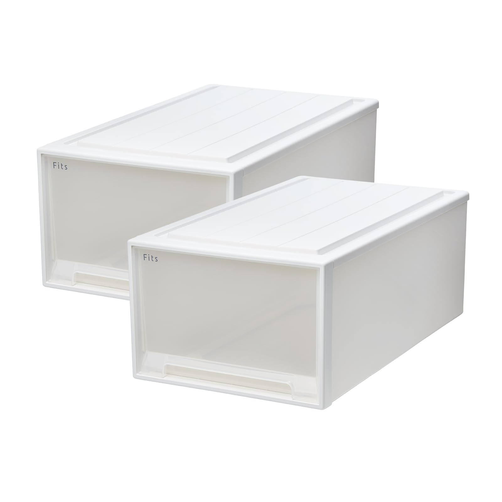 【通販限定2個セット】天馬 収納ボックス フィッツケース 押入れ 幅44×奥行74×高さ30cm 収納ケース たわみにくい 衣装ケース 日本製 再生材配合 サステナブル 【色 ホワイトクリア】 【74-44L】