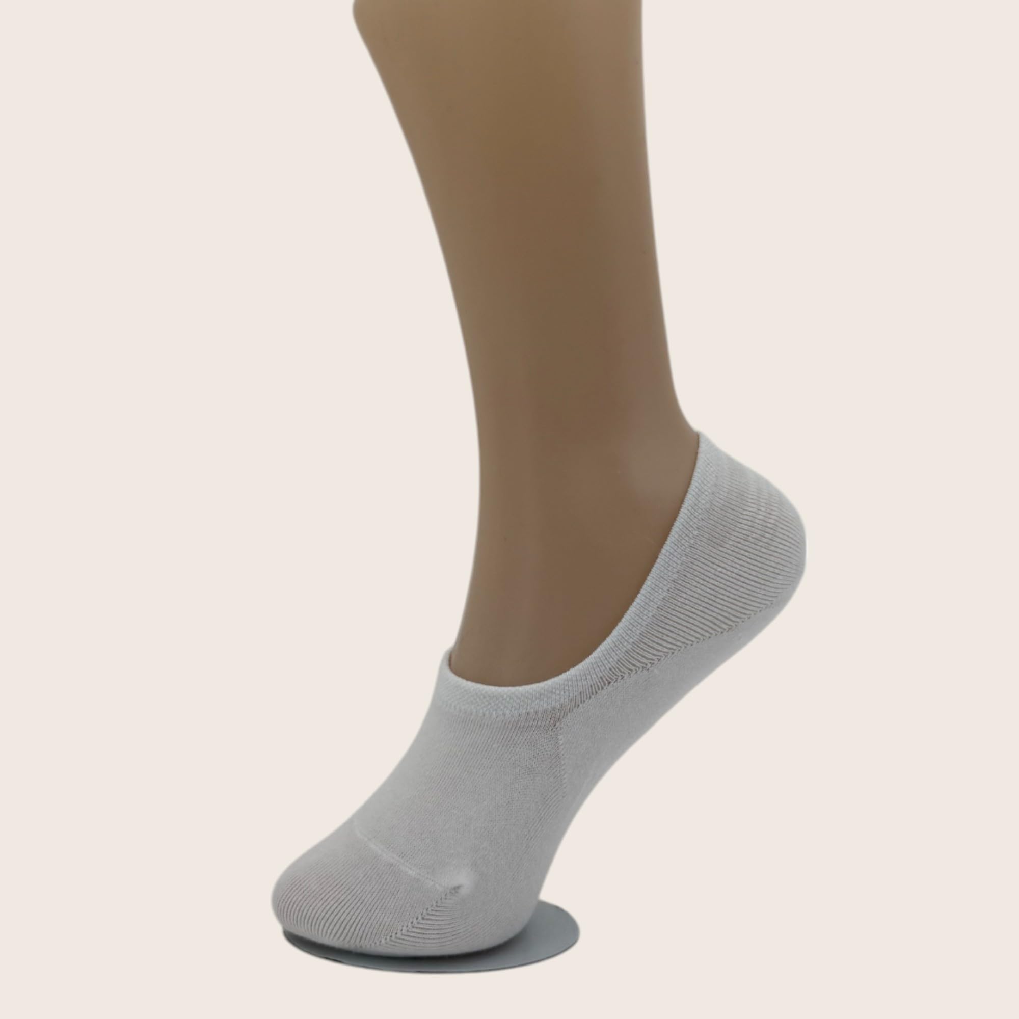 noktreal Women’s White No Show Socks – 6-Pack Invisible, Non-Slip, Breathable Cotton Liner Socks for Sneakers, Loafers & Everyday Wear