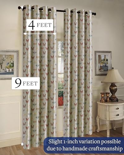 Image of Cloth Fusion Printed 100% Blackout Long Door Curtains 9 Feet Set of 2