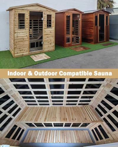 Image of Sauna Mat Canadian Red Cedar 10PCS Set , Traditional & Infrared Sauna Accessory, 12.1*12.1*0.75In, 880LBS Load 1 Capacity Thick PVC for Outdoor & Indoor, Patio Garden, Balcony, Poolside (B)