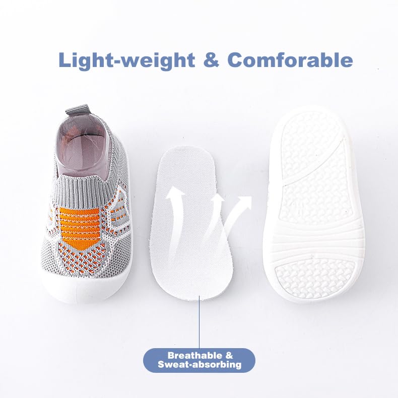 Baby Slip-on Sneakers Toddler Walking Sock Shoes Girls Boys Non-Slip Breathable Mesh Tennis Shoes 2 Pairs3