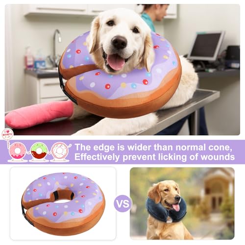 Image of BEAUTYZOO Dog Cone Alternative After Surgery for Large Medium Small Dogs, Soft Inflatable Cone Collar for Dogs Cats, Pet Neck Donut E Collar Dog Recovery Collars to Stop Licking, Purple Donut, S