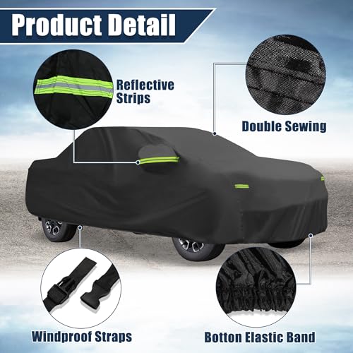 Image of uxcell Truck Car Cover for Hyundai Santa for Cruz 2021-2023 Outdoor Waterproof Sun Rain Dust Wind Snow Protection Black