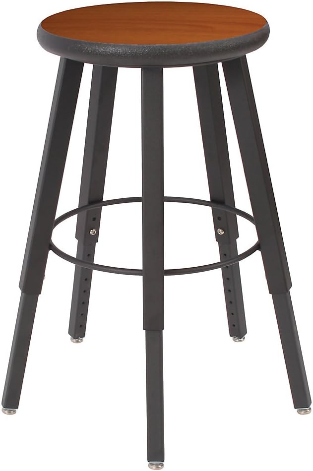 Wisconsin Bench Five-Leg Stool With Laminate Seat - 18" To 28" Seat Height - Cherry