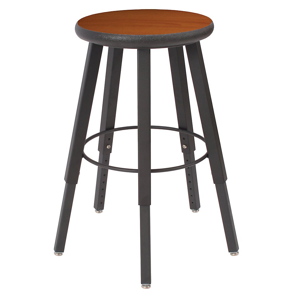 Wisconsin Bench Five-Leg Stool With Laminate Seat - 18" To 28" Seat Height - Cherry