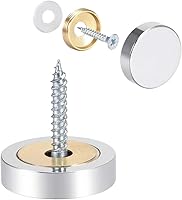 Vista 9 de uxcell Tornillos de espejo tapas decorativas de acero inoxidable cepillado 0.551 in 8pcs