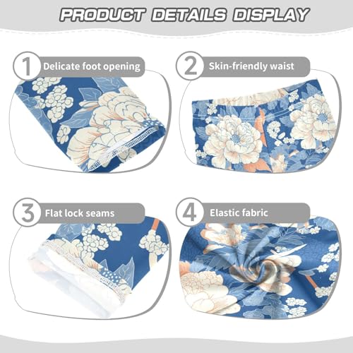 KLL Floral Indonesian Batik Motif Cobalt Toddler Girls' Legging Comfortable High Waisted Pants Sports3