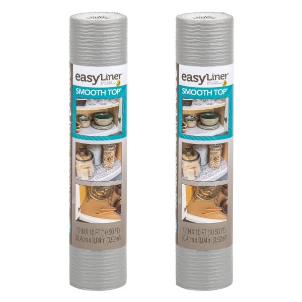 Duck Brand EasyLiner - Forro suave para estantes superiores, no adhesivo, para armarios, cajones, despensa, baño, cocina, color gris oscuro, rollo
