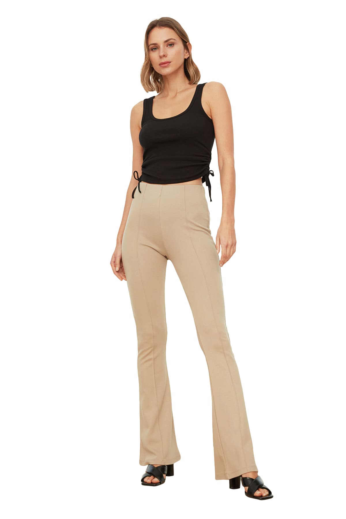TRENDYOL Damen Trendyol Hacivert Flaschung Gestrickte N Pants Palazzo, Nerz, M
