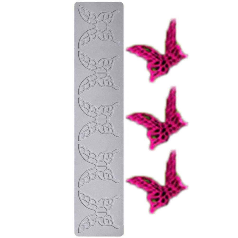 Haowul Butterfly Cake Fondant Mold 1Pc Shape Embossing Mat Chocolate Mould Reusable Lace Silicone Mold For Cake Decorating