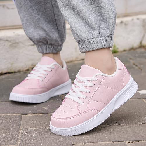 DSWED Black Boys Running Shoes for Girls Leather wear Athletic Kids Fashion Sneakers Tennis Shoes Big Kid Size4