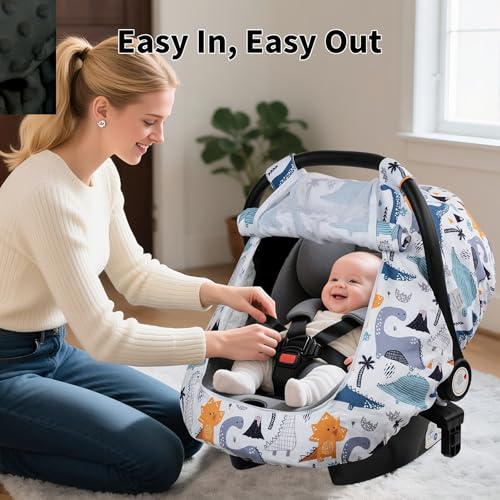 Image of Elstey Car Seat Cover Baby Boys & Girls, 3D Minky Dot Infant Carseat Canopy