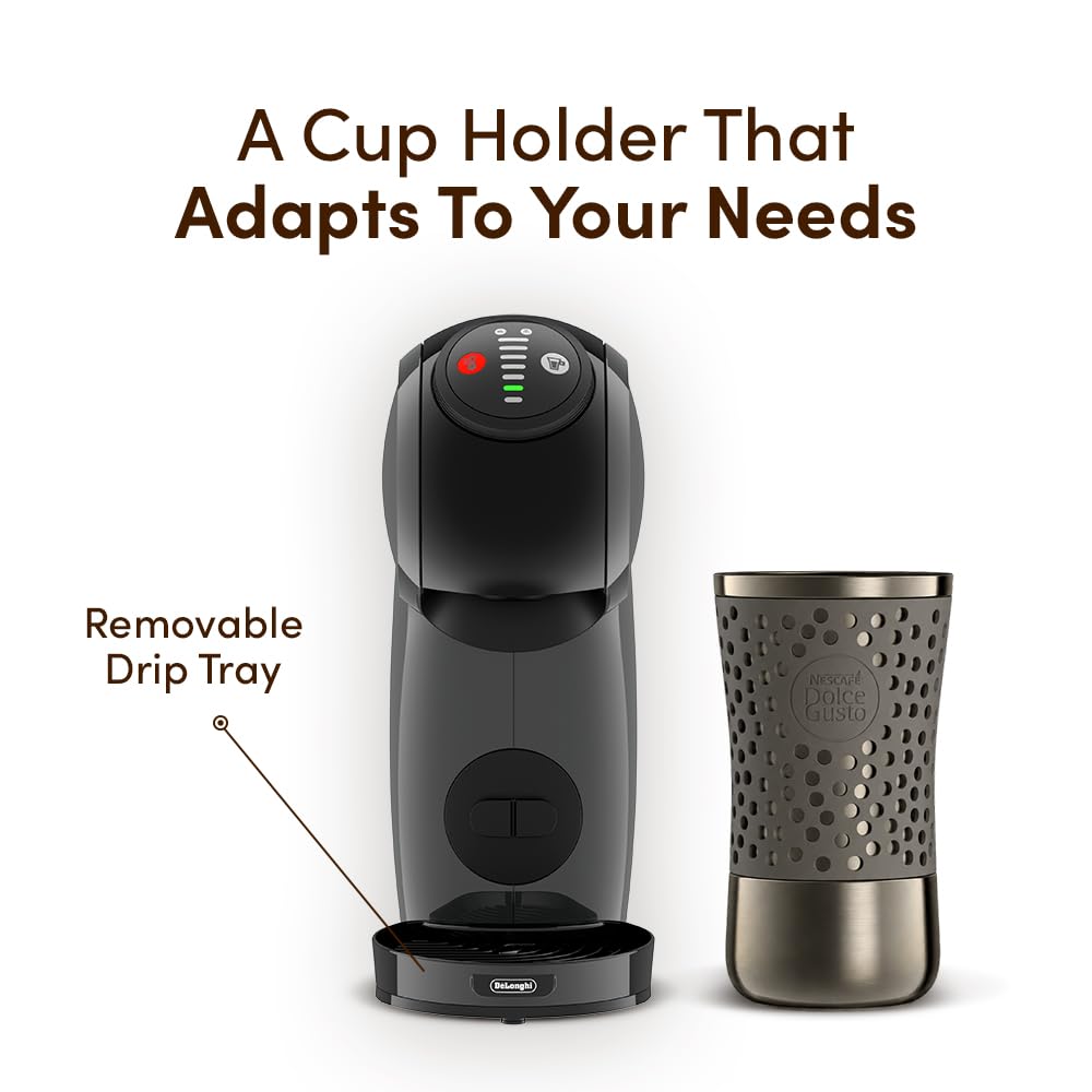 De'Longhi Dolce Gusto Genio S EDG226.A, Máquina de Café en Cápsulas, Diseño Compacto, Tamaño de Bebida Ajustable, Depósito de Agua Extraíble de 0,8L, 1600 W, Gris | Máquina automática para café y bebidas en cápsula NESCAFÉ DOLCE GUSTO, temperatura y longi