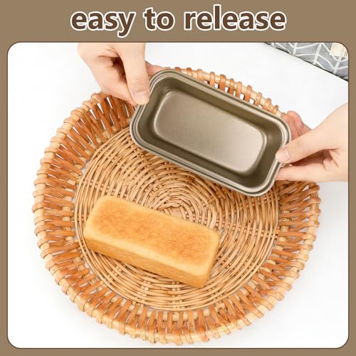 12 Pcs Mini Loaf Pan, Carbon Steel Loaf Pans for Baking Bread, Nonstick Baking Pan for Homemade Banana Bread, Meatloaf, Cake and Brownies,Toast Mold,6 x 3.3 x 2 Inch,Gold by KisSealed - Image 5