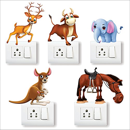 Buy AH Decals Amazing Animal Cartoon 3D Wall Switch Board Vinyl ...