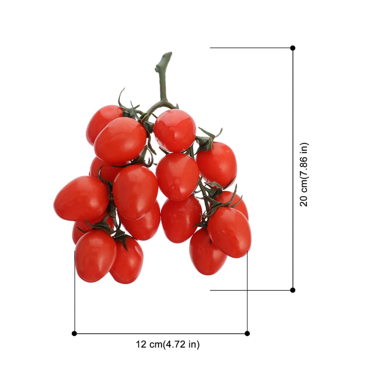 Pomodorini Finti Realistici 2 Pezzi, Grappoli di Pomodorini di Plastica Rossi Supporto, Decorazioni per Feste e Arredamento Casa, Frutta Artificiale Leggera e Riutilizzabile