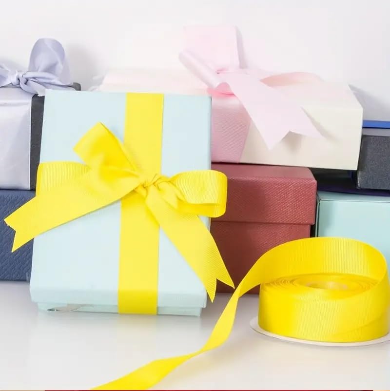 Lrybbon Double Face Grosgrain Ribbon – 7/8 Inch X 50 Yards, Yellow, For Crafts & Gift Wrapping