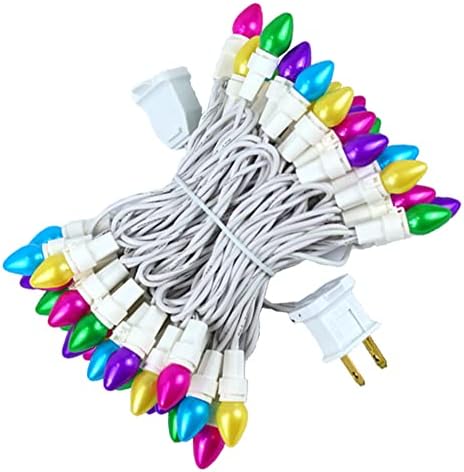 ESOLTON Easter String Lights LED Multi Color Glass C3 Lights 50 Count Easter Pastel Light 120V UL Certified Connectable Outdoor String Light White Wire for Party Patio Home Easter Decor