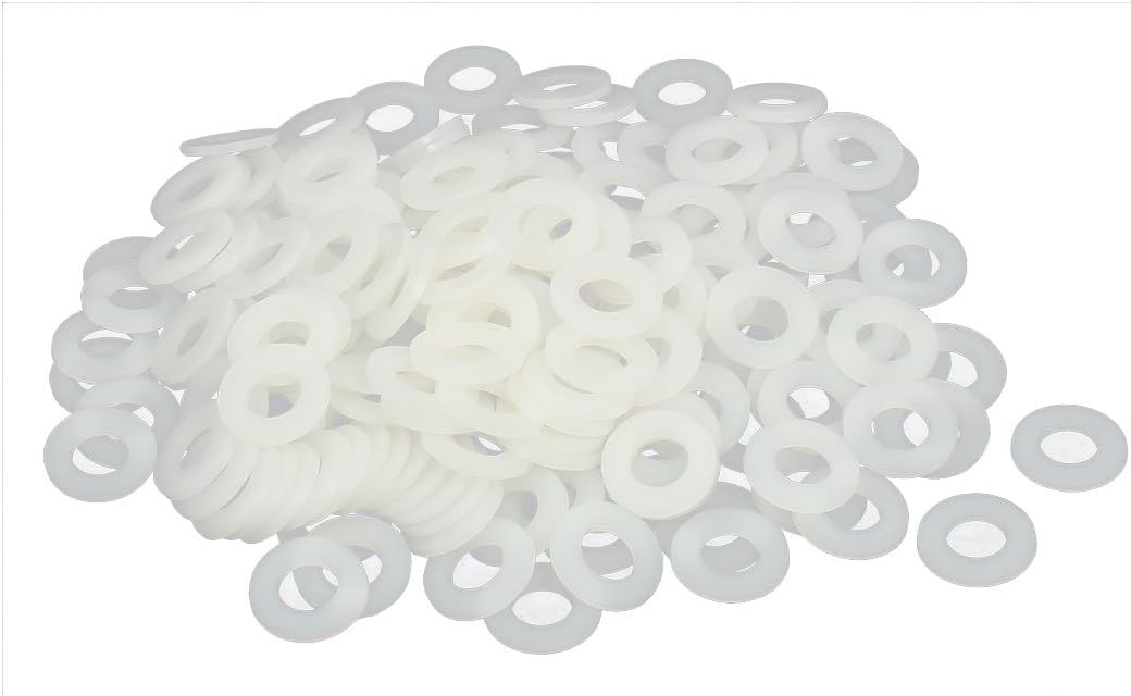 sourcingmap M10 x 20mm x 2mm Nylon Flat Insulating Washers Gaskets Spacers Fastener for Faucet Pipe Water Hose White 200PCS