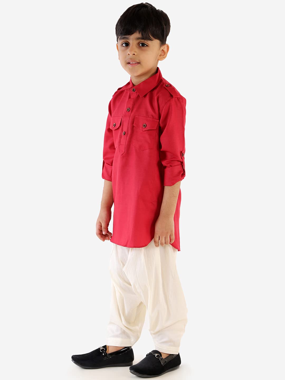JBN Creation Zestaw strojów Pathani dla chłopców | Mieszanka bawełny Odzież etniczna dla dzieci | Świąteczna tradycyjna odzież na uroczystości Eid