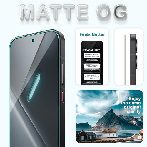Image of ArmourPro Anti Glare Matte Tempered Glass for X8 Pro, Anti Fingerprint Screen Protector, 9H Scratch Resistant, Smooth Touch, Easy Installation Kit with Cable Protector