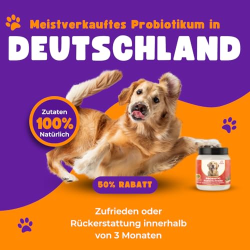 Probiotika für Hunde als Leckerli -120 Snacks- Verbesserte Verdauung & Immunsystem -Darmflora aufbauen,Verdauungsgesundheit,Empfindliche Bäuche, Wachsartige und Juckende Ohren,wurmkur