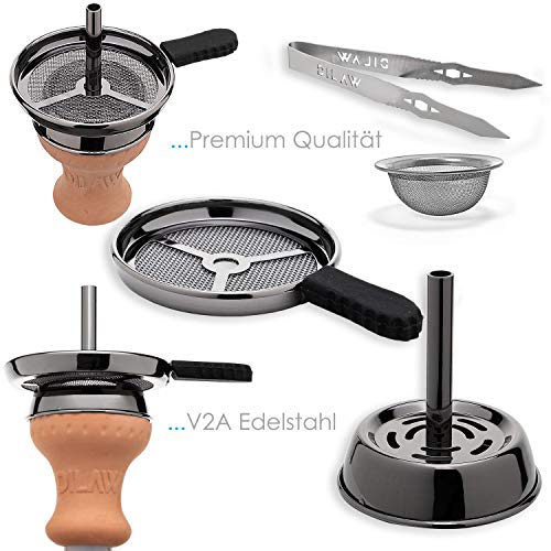 DILAW® TRIPHAN Shisha Edelstahl Black V2A 96cm Hookah Big Size + LED Licht | Wasserpfeife Kaminkopf Komplettset… – Bild 8