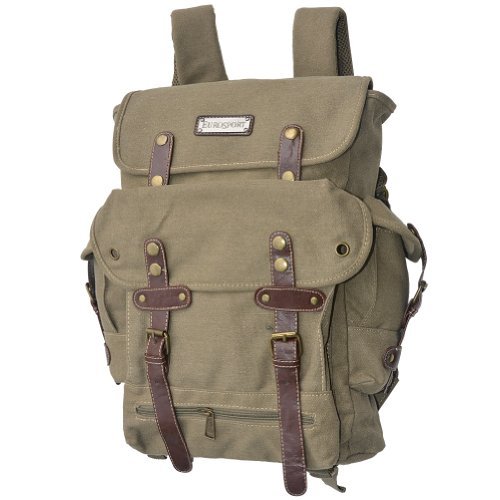 EuroSport WWII Khaki Canvas Backpack Bag by CloseoutZone
