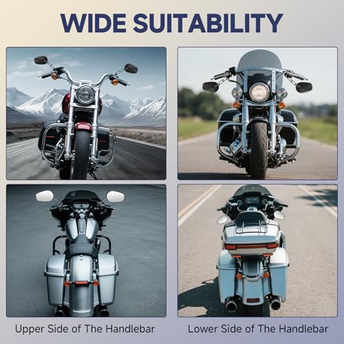 Image of Motorcycle Mirrors for Handlebars - Black CNC Long Stem Rearview Mirrors for 1982-2024 Harley Road Glide CVO Dyna Electra Glide Road King Softail Street Glide Sportster 1200 883