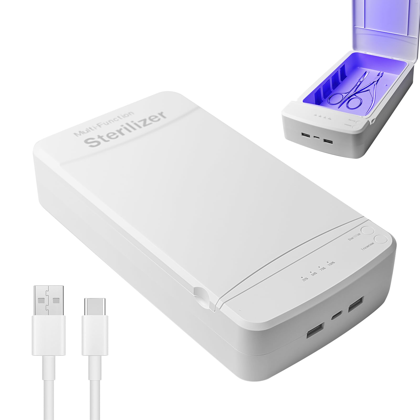 Sterilizzatore portatile per lampada UV a doppio strato - Scatola professionale per unghie UV - Dispositivo di disinfezione a LED - Dispositivo di disinfezione per saloni di manicure