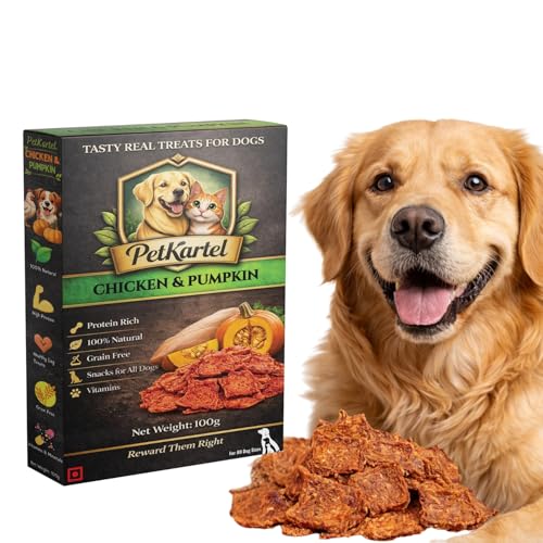 Image of Chicken Dog Treats | Protein Rich Natural Dog Snacks with Farm Fresh Chicken | Grain Free Healthy Training Treats for Puppies & Adult | Nutritious Reward Bites | 100g (Chicken & Pumpkin)