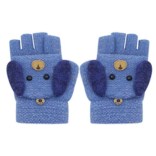 RARITYUS Unisex Warm Soft Winter Knit Gloves for Kids Boys Girls Glove with Dog Mittens (2 to 9Y)3