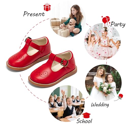 Image of PHIRAMIN Toddler Girl Mary Jane Student Oxford Shoes-Little Girl School Uniform Shoes for Wedding Party