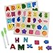 Juguetes Montessori Puzzles Infantiles 3 4 5 6 Anos, 2 Piezas Alfabeto y Números Rompecabezas ABC Tablero de Rompecabezas Aprendizaje Regalo Juguete Educativo para Niños (A)
