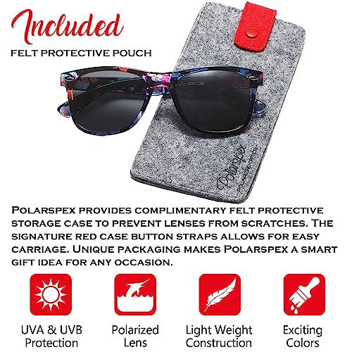 Image of PolarSpex Polarized Sunglasses for Men and Women | UV Protection, Durable Lightweight Frame, Retro Style, Felt Carrying Case, Clear Vision for Driving, Fishing & Everyday Wear.