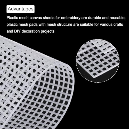 Image of MECCANIXITY 6pcs 16.5 inchx24 inch Plastic Mesh Canvas Sheet 6 Count Needlepoint Blank Canvas for Embroidery Knit Crochet Acrylic Yarn Crafting, White