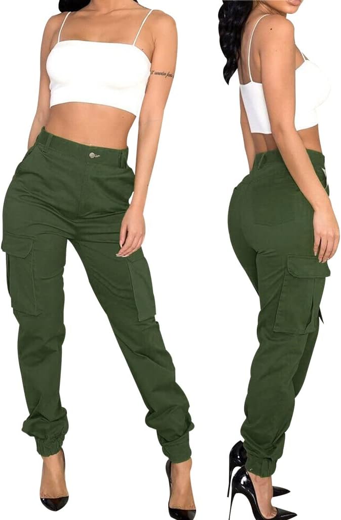 Women's Cargo Jogger Camo Pants with Pockets High Waist Slim Casual Tapered Camouflage Combat Hiking Pants - Image 5
